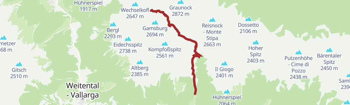 Route map: Hochgrubbachspitze: Peak Adventure Above the Winnebachtal